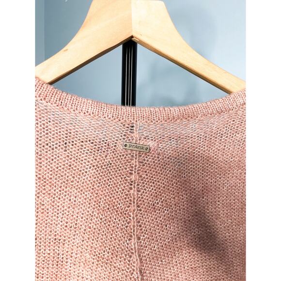 ⭐️ 3/$20 Prana Shelby Poncho Sweater XS Pink Blush Pom Cable Knit Fringe Hem - Picture 9 of 11